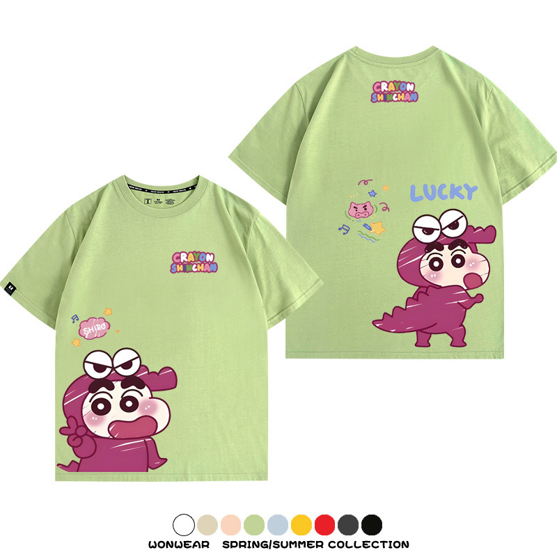 蠟筆小新Q版可愛小恐龍 親子情侶寬鬆短袖T