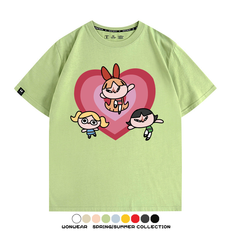 飛天小女警Q版經典動畫聯名 親子情侶裝寬鬆短袖T