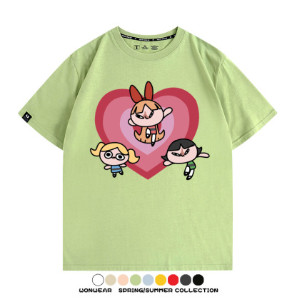 飛天小女警Q版經典動畫聯名 親子情侶裝寬鬆短袖T