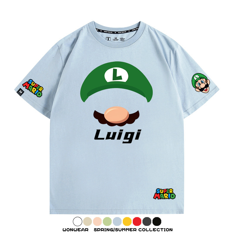 瑪利歐超級瑪麗路易吉兄弟帽子任天堂T恤周邊短袖夏季男潮流寬鬆