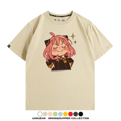 間諜家家酒動漫阿尼亞卡通可愛周邊情侶T恤衫夏季純棉短袖上衣潮