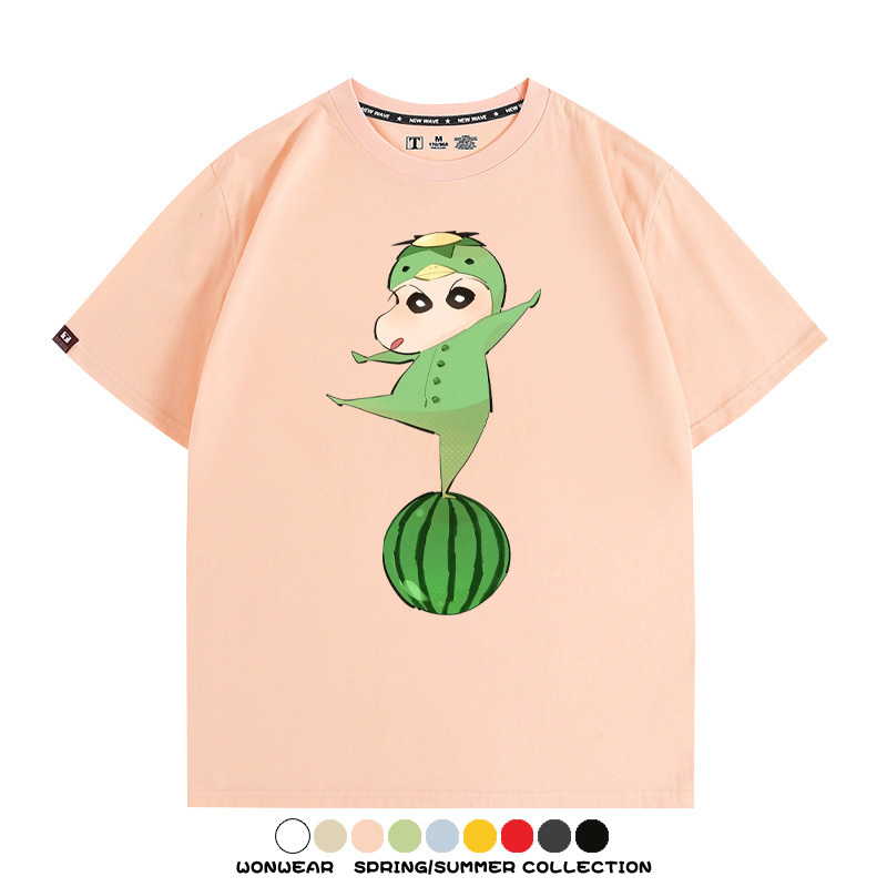 蠟筆小新河童聯名網紅表情包短袖上衣服情侶裝動漫周邊t恤衫半袖