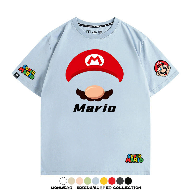 瑪利歐超級瑪麗路易吉兄弟帽子任天堂T恤周邊短袖夏季男潮流寬鬆