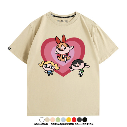 飛天小女警Q版經典動畫聯名 親子情侶裝寬鬆短袖T