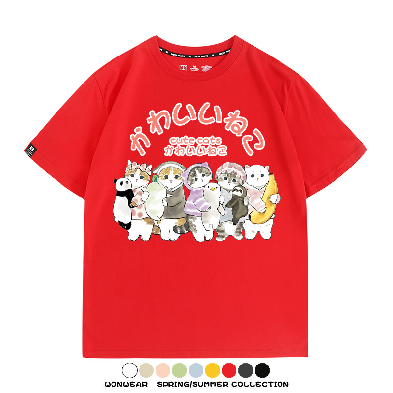 貓福珊迪可愛萌系學院風動漫周邊短袖T恤