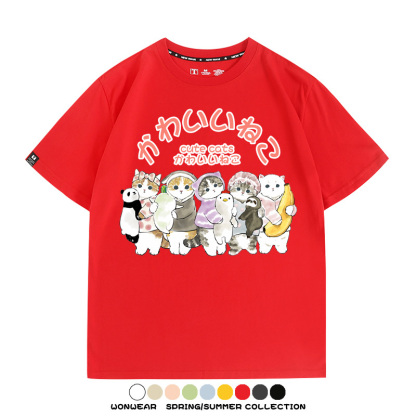 貓福珊迪可愛萌系學院風動漫周邊短袖T恤