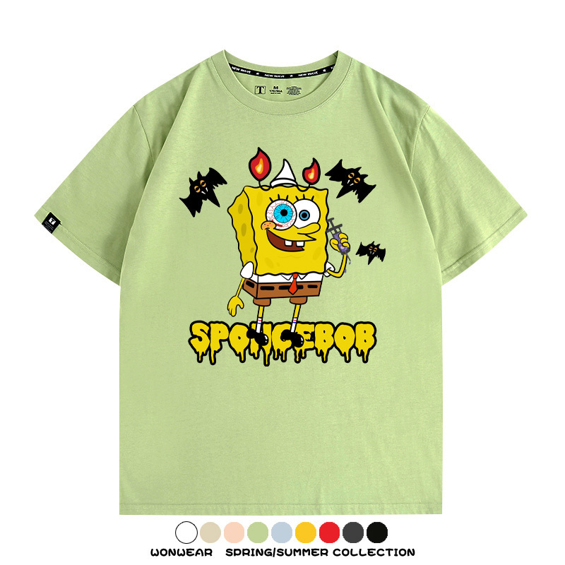 萬聖節海綿寶寶派大星聯名情侶裝t恤衫卡通動漫周邊短袖上衣服男