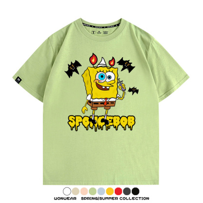 萬聖節海綿寶寶派大星聯名情侶裝t恤衫卡通動漫周邊短袖上衣服男