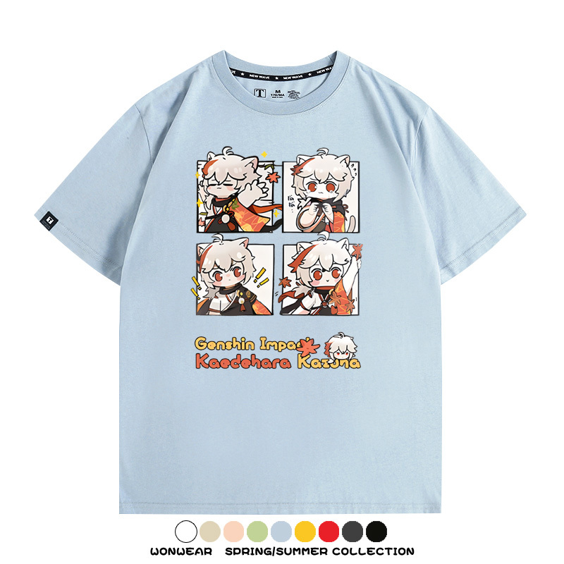 原神遊戲散兵可莉芙寧娜胡桃可愛Q版二次元周邊夏男純棉T恤衫短袖