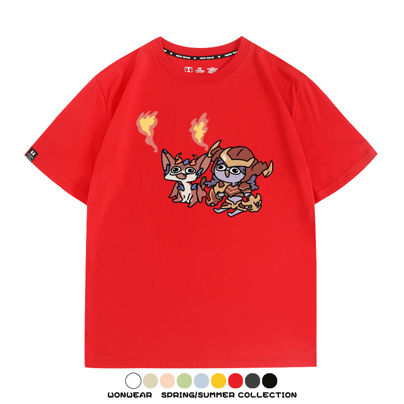 LOL聯盟卡通Q版英雄靈羅娃娃格溫斯莫德周邊短袖夏季男士純棉T恤