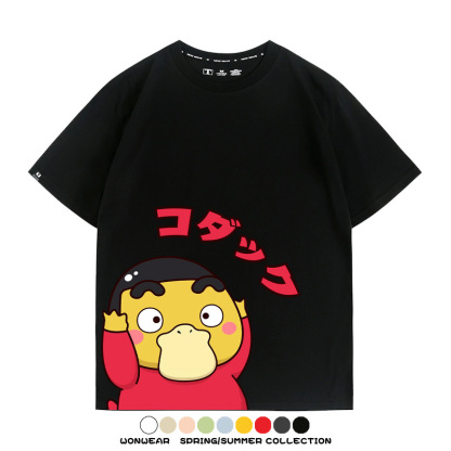 可達鴨cos蠟筆小新純棉t恤衫聯名卡通情侶裝周邊休閑短袖上衣服男