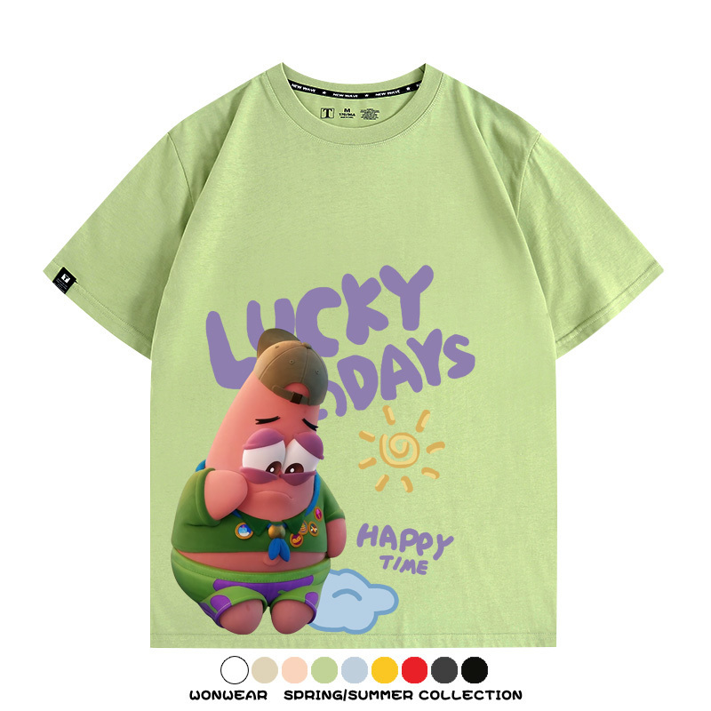 海綿寶寶派大星聯名 親子情侶寬鬆短袖T