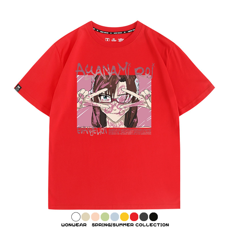 新世紀福音戰士EVA綾波麗明日香褚熏日系潮牌動漫青少年夏純棉T恤