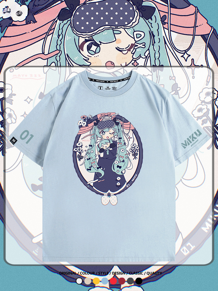 初音未來MIKU 周邊情侶百搭短袖t-shirt