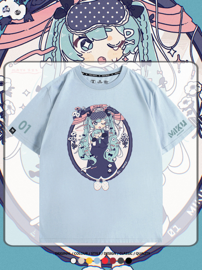 初音未來MIKU 周邊情侶百搭短袖t-shirt