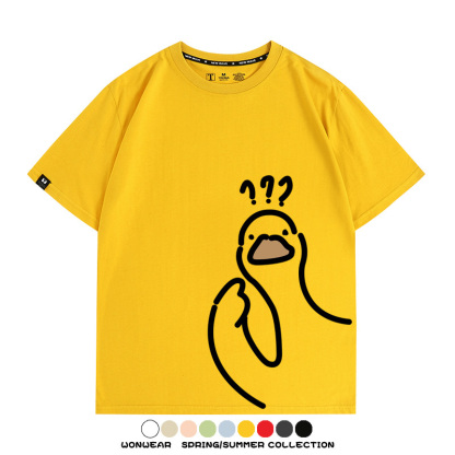 趣味大鵝鴨鴨卡通可愛新款潮流情侶短袖夏季青少年男百搭純棉T恤