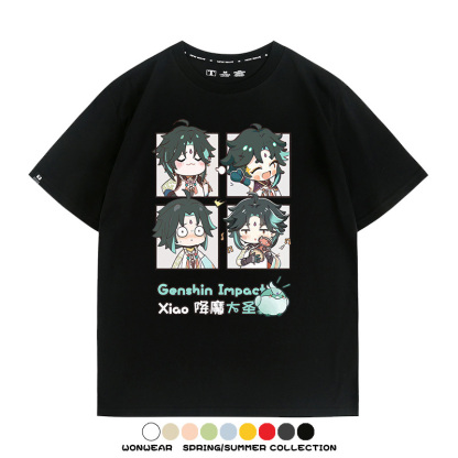 原神遊戲散兵可莉芙寧娜胡桃可愛Q版二次元周邊夏男純棉T恤衫短袖