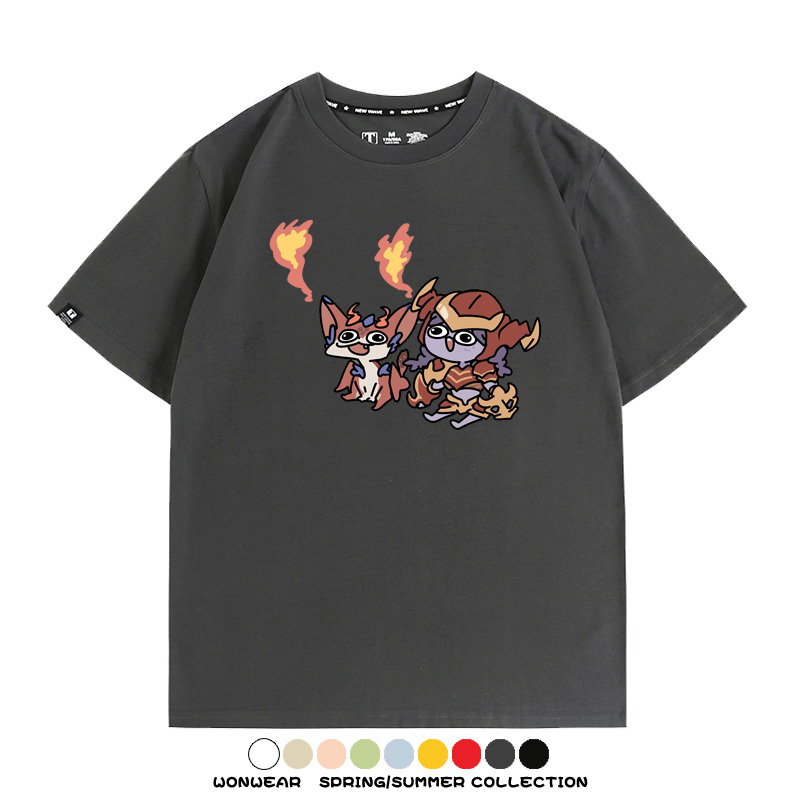 LOL聯盟卡通Q版英雄靈羅娃娃格溫斯莫德周邊短袖夏季男士純棉T恤