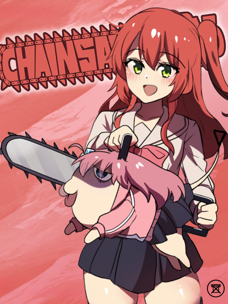 孤獨搖滾後藤一里聯名啵奇塔鏈鋸人 親子情侶寬鬆短袖T