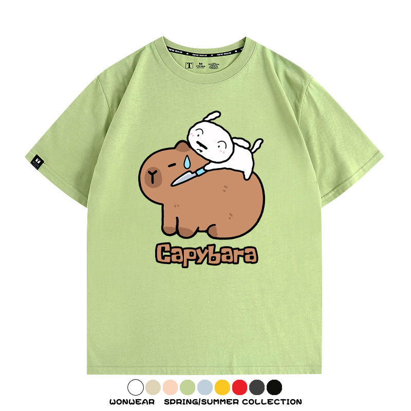 蠟筆小新卡皮巴拉水豚 親子情侶裝寬鬆短袖T