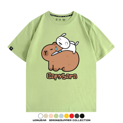 蠟筆小新卡皮巴拉水豚 親子情侶裝寬鬆短袖T