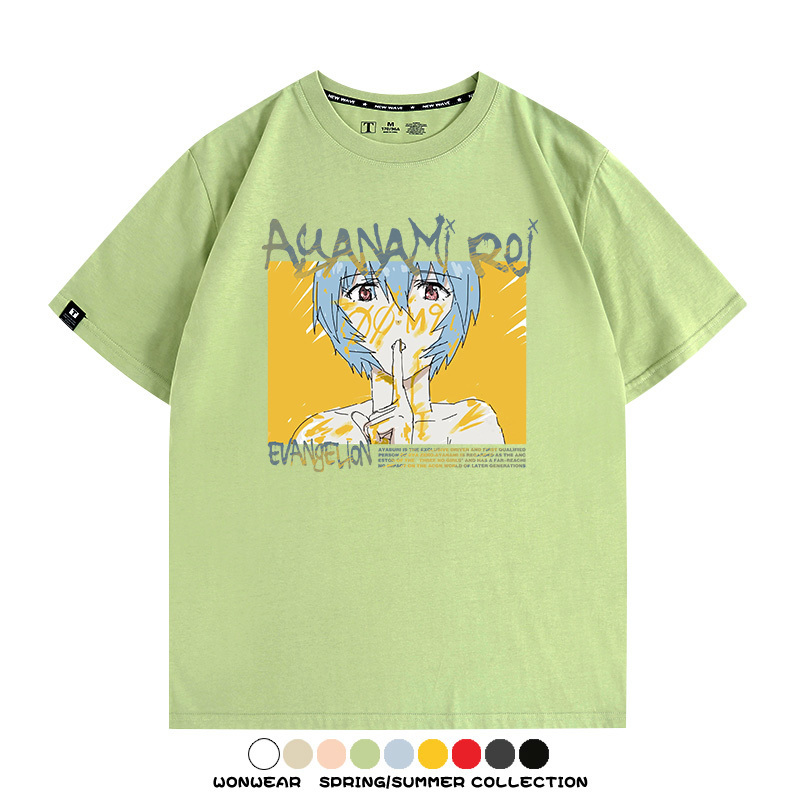 新世紀福音戰士EVA綾波麗明日香褚熏日系潮牌動漫青少年夏純棉T恤