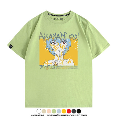 新世紀福音戰士EVA綾波麗明日香褚熏日系潮牌動漫青少年夏純棉T恤