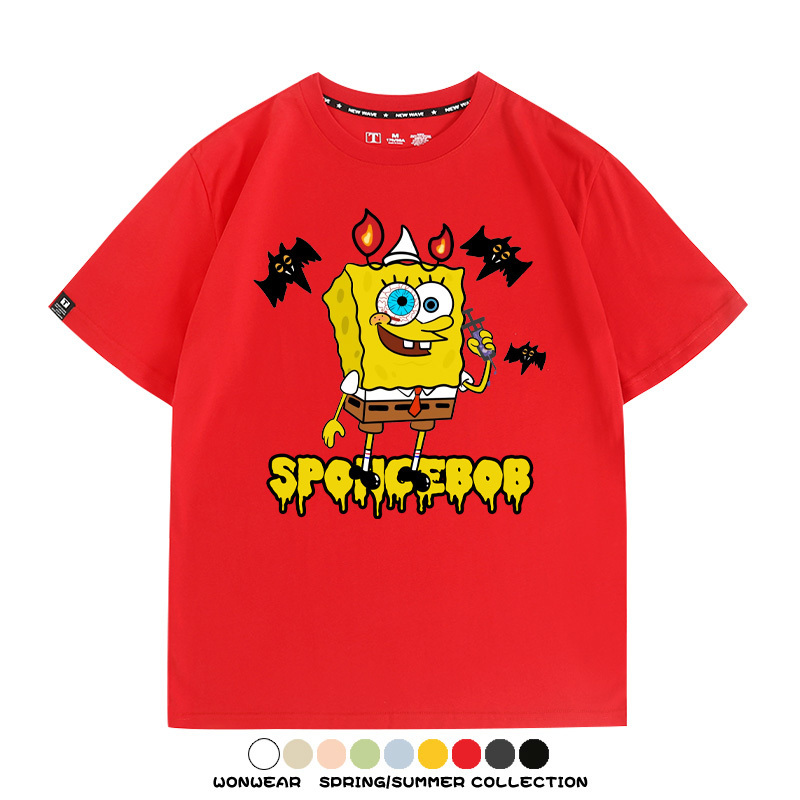 萬聖節海綿寶寶派大星聯名情侶裝t恤衫卡通動漫周邊短袖上衣服男
