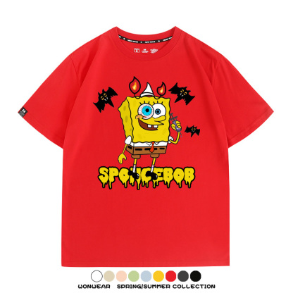 萬聖節海綿寶寶派大星聯名情侶裝t恤衫卡通動漫周邊短袖上衣服男