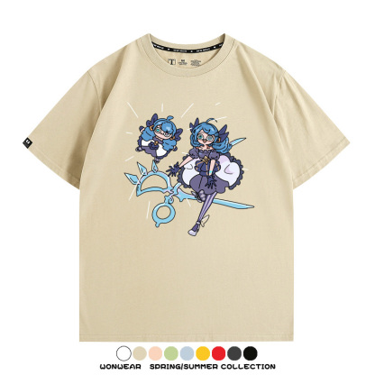 LOL聯盟卡通Q版英雄靈羅娃娃格溫斯莫德周邊短袖夏季男士純棉T恤