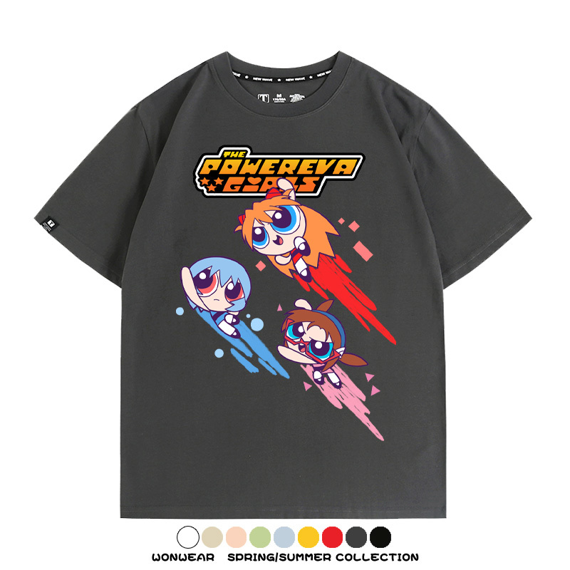 EVA福音戰士飛天小女警聯名 親子情侶裝寬鬆短袖T