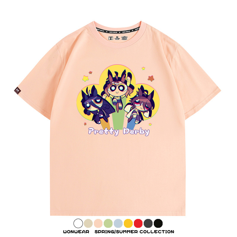 飛天小女警動漫聯動賽馬娘卡通東海帝王二次元青少年夏季純棉T恤