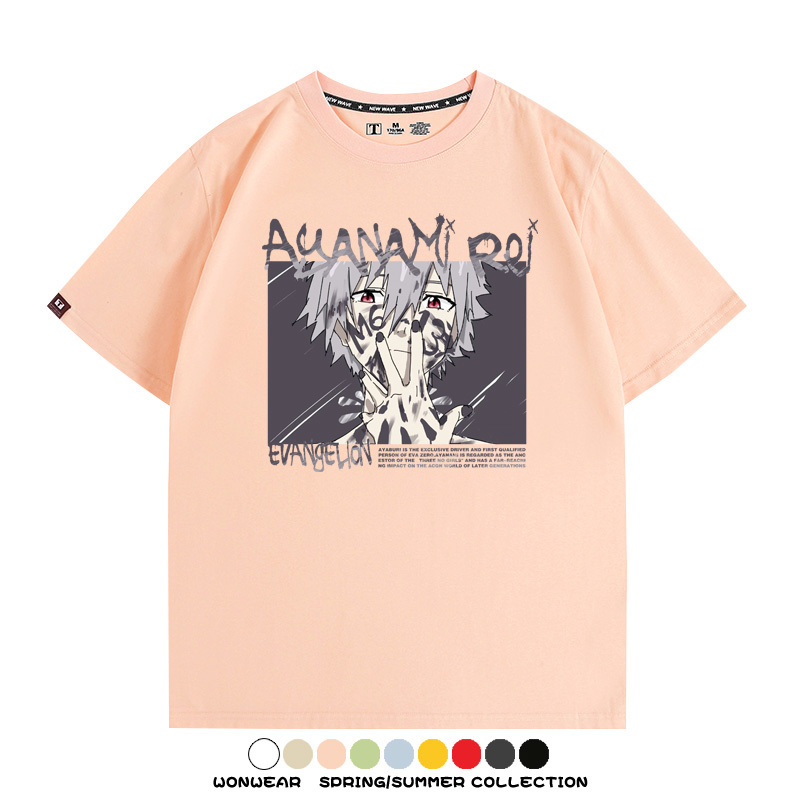新世紀福音戰士EVA綾波麗明日香褚熏日系潮牌動漫青少年夏純棉T恤