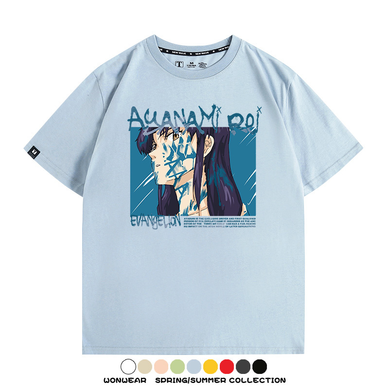 新世紀福音戰士EVA綾波麗明日香褚熏日系潮牌動漫青少年夏純棉T恤
