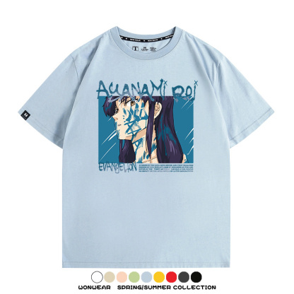 新世紀福音戰士EVA綾波麗明日香褚熏日系潮牌動漫青少年夏純棉T恤