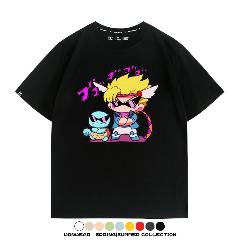 JOJO的奇妙冒險聯名寶可夢西撒傑尼龜T恤衫夏季情侶純棉短袖學生