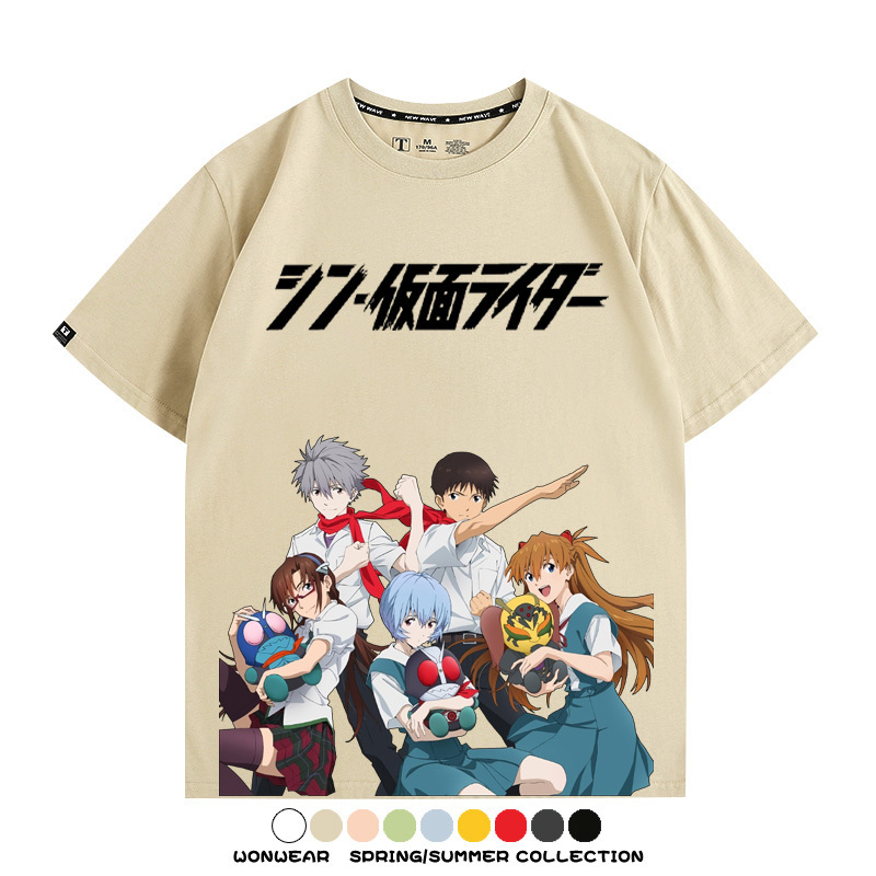 EVA福音戰士明日香綾波麗聯名 親子情侶裝寬鬆短袖T