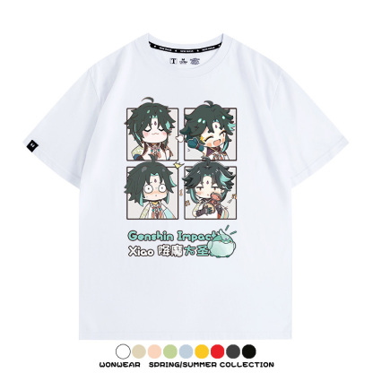 原神遊戲散兵可莉芙寧娜胡桃可愛Q版二次元周邊夏男純棉T恤衫短袖