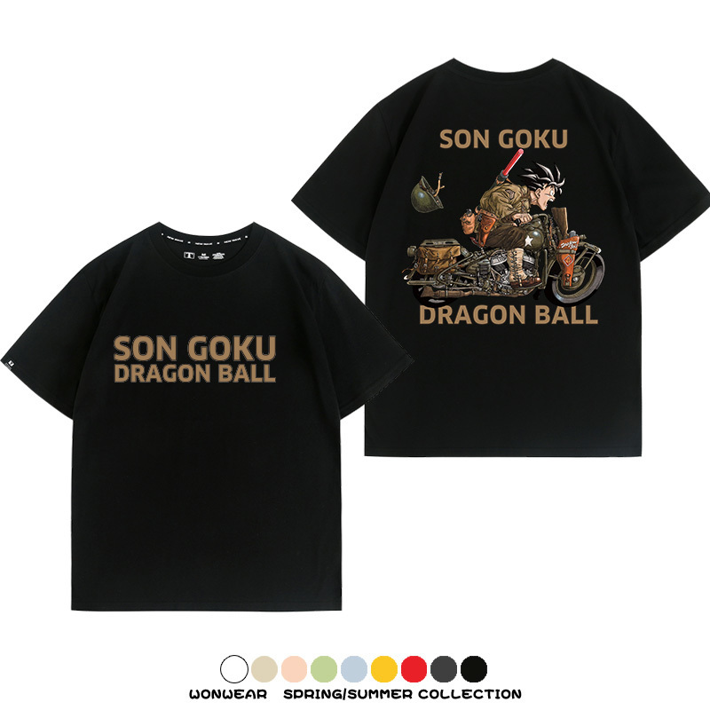七龍珠日系動漫聯動機車鈴木悟空潮牌周邊短袖純棉寬鬆夏季男T恤
