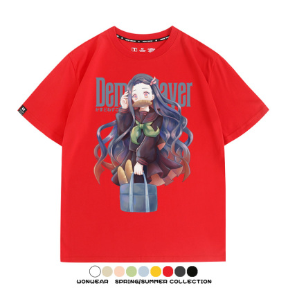 鬼滅之刃禰豆子動漫周邊聯名短袖上衣服卡通純棉t恤衫男夏季半袖