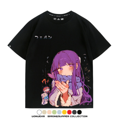 葬送的芙莉蓮卡通動漫菲倫可愛情侶周邊二次元短袖夏季純棉T恤衫