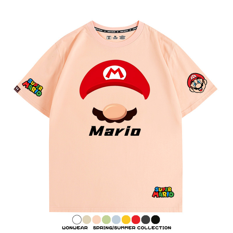 瑪利歐超級瑪麗路易吉兄弟帽子任天堂T恤周邊短袖夏季男潮流寬鬆