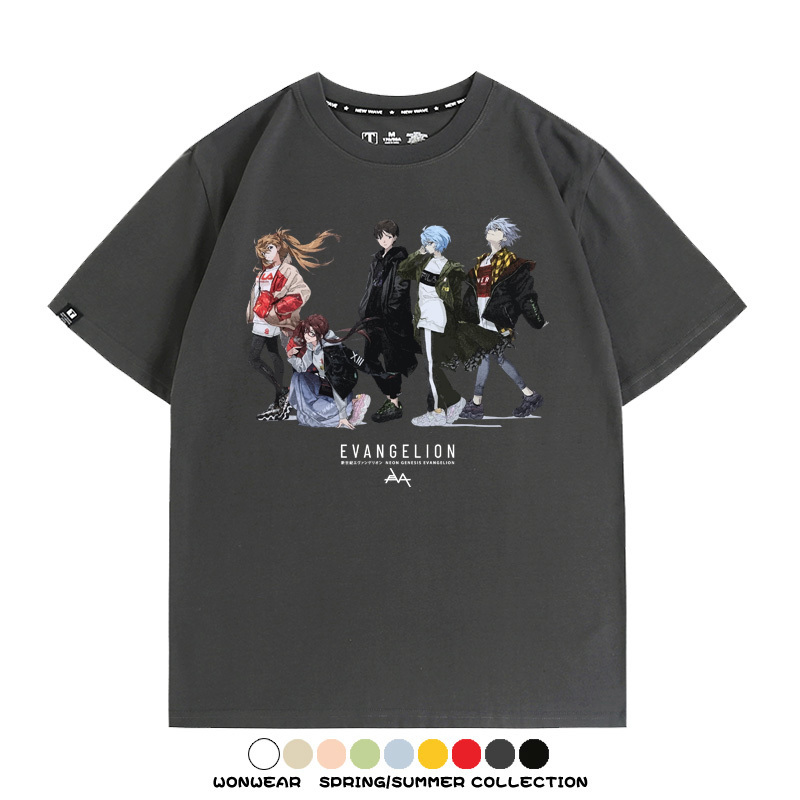 米山舞EVA聯名同款短袖T恤衫潮牌埃菲爾鐵塔日系純棉男潮寬鬆百搭