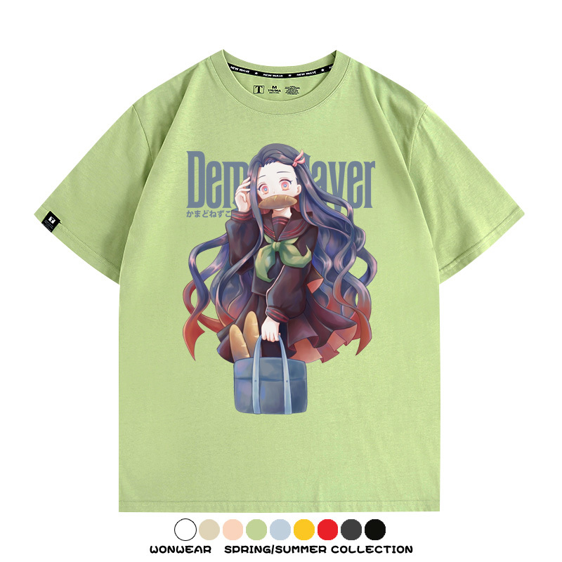 鬼滅之刃禰豆子動漫周邊聯名短袖上衣服卡通純棉t恤衫男夏季半袖