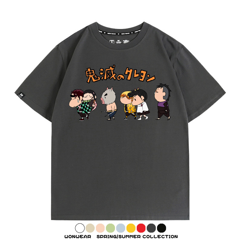 鬼滅之刃蠟筆小新聯名動漫周邊短袖T恤