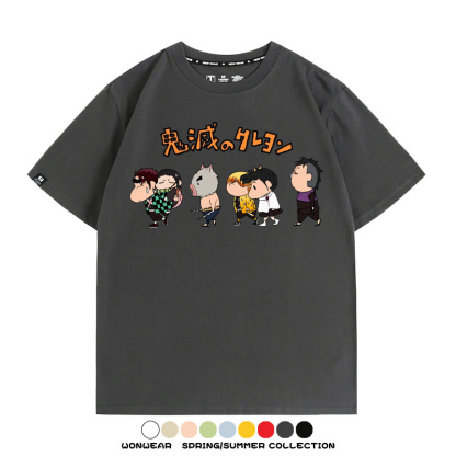 鬼滅之刃蠟筆小新聯名動漫周邊短袖T恤