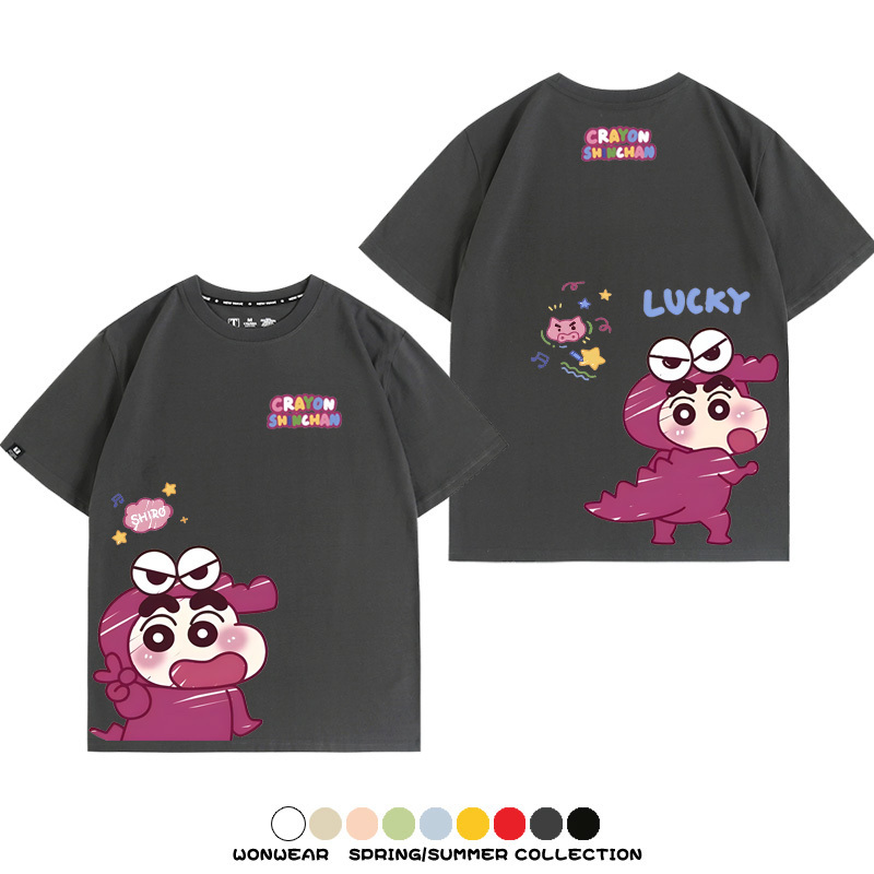 蠟筆小新Q版可愛小恐龍 親子情侶寬鬆短袖T