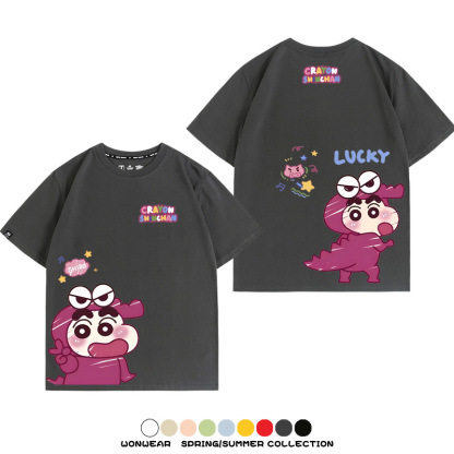 蠟筆小新Q版可愛小恐龍 親子情侶寬鬆短袖T