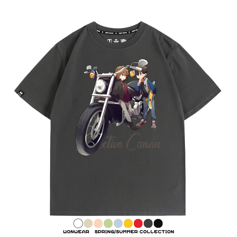名偵探柯南灰原哀聯名機車 親子情侶裝寬鬆短袖T