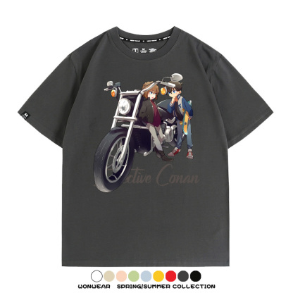 名偵探柯南灰原哀聯名機車 親子情侶裝寬鬆短袖T